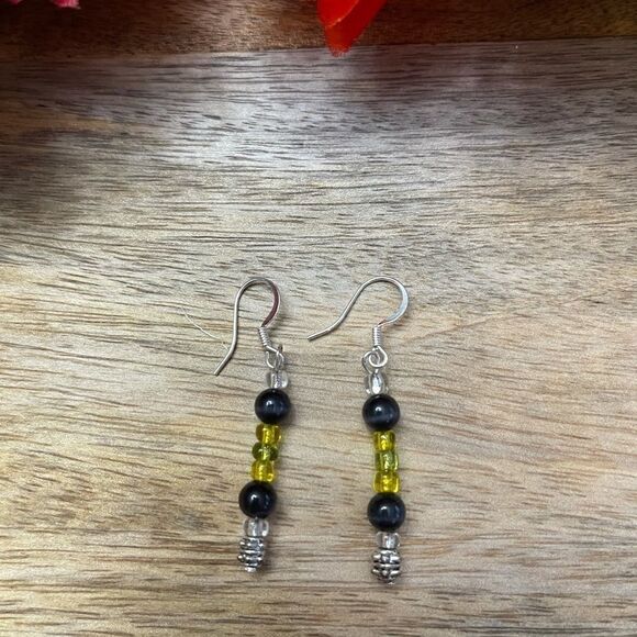 Glass Bead Handmade Earrings NWOT  - Picture 2 of 2
